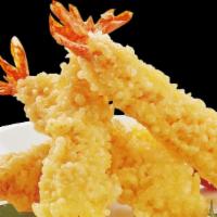 Tempura Shrimp (3 Pcs) · Flaky and crisp layered fried shrimp. Served with our signature dipping sauces.