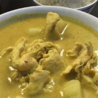 Yellow Curry · Meat or tofu with spicy yellow curry, coconut milk, and potatoes.