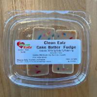Clean Eatz Fudge - Cake Batter · White Chocolate, Peanut Butter, Coconut Oil, Natural Honey, Rainbow Sprinkles (CALS 76 per F...