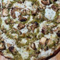 Pesto Chicken · Seasoned grilled chicken and cheese blend with our savory pesto sauce.