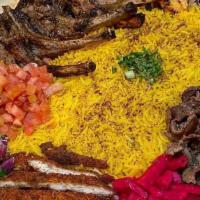 Citrus Platters -Serves 3 To 5 · Choose any three of: chicken kabob, chicken shawarma, chicken cream chop, falafel, grape lea...