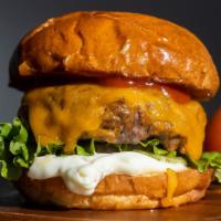 The Double Cheese Bongo Attack · Melted American cheese on top of two grilled burgers served with ketchup, mustard, mayo, let...