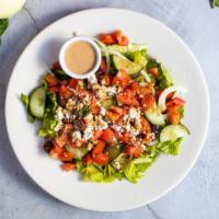 Bongo'S House Salad · Mixed greens, cucumbers, tomato, and red onion. Your choice of dressing