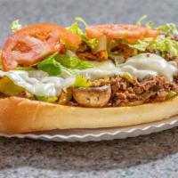 Philly Special · Sliced beef with grilled onion, pepper, and mushroom. Topped with provolone cheese, lettuce,...