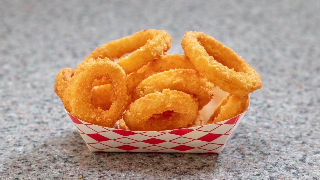 Onion Rings · Fresh cut and fried golden brown.