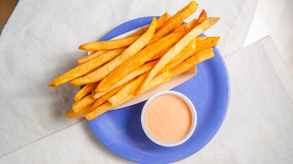 French Fries · Hires Big H famous French fries are cut each day from whole potatoes.