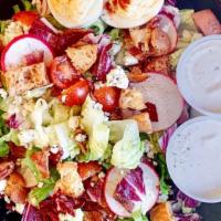 Ranch Salad · romaine, radicchio, bacon, blue cheese, radish, cherry tomato, croutons, ranch