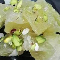 Petha  · translucent looking, soft, chewy and candy-like, eaten dry or dipped in sugar syrup (chashni).