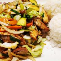Stir-Fried Vegetable · Served with steamed rice.