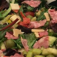 Antipasto Salad · mixed greens, salamis, cheeses, baby tomato, cucumber, artichoke hearts, olives, tossed in a...