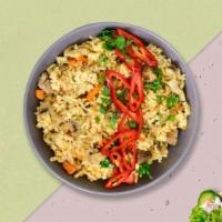 Around The Cluck Fried Rice · Classic egg-fried rice with green onion and bean sprouts.