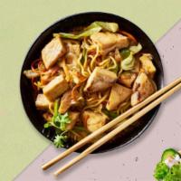 Chuck Cluck Yaki Soba · Stir-fried Japanese Soba noodles with chicken.