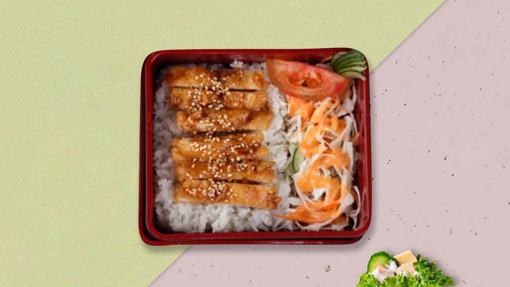 Teriyaki Cluckin' Bento Box · Juicy chicken teriyaki served with aromatic short-grained rice, freshly made edamame, side of dumplings and fruit with the choice of miso soup or salad.