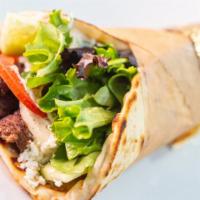 Beef/Lamb Gyro 🐄🐑 · Served in a toasted handmade pita with house made tzatziki sauce, onion, organic mixed green...