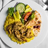 #4. Gyro Platter · Beef or chicken, served with rice or pita, salad & hummus.