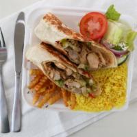 #5. Arabic Shawarma Platter · Beef or chicken, served with rice and salad.