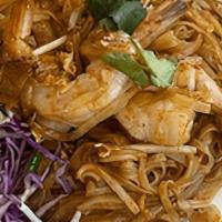 Phad Thai · Thai rice noodles stir-fried in Phad Thai sauce with bean sprouts, egg, red and green onion,...