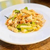 Mama Phad · Egg noodles with carrots, broccoli, baby corn, snow peas, cabbage, bell pepper,and egg, stir...