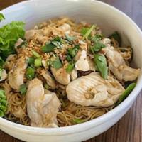 Bah Mee · Steamed egg noodles lightly seasoned with our house dressing and garlic sauce, with spinach,...