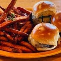 Slider'S · Classic beef patties with cheese served with fries