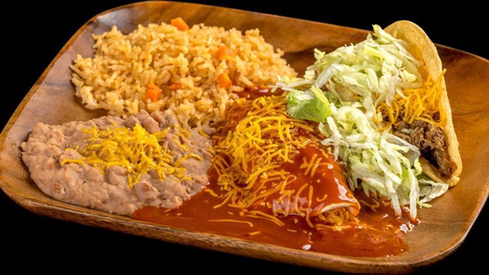 Beef Taco & Enchilada Combination Plate · One shredded beef taco and one cheese enchilada.