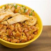 Chicken Bowl · Grilled chicken and pico de gallo. Include pinto beans and rice.