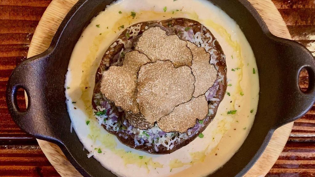 Truffle Gnocchi · potato gnocchi, mushrooms, asiago cheese, miso alfredo sauce, truffle oil, fresh summer truffle