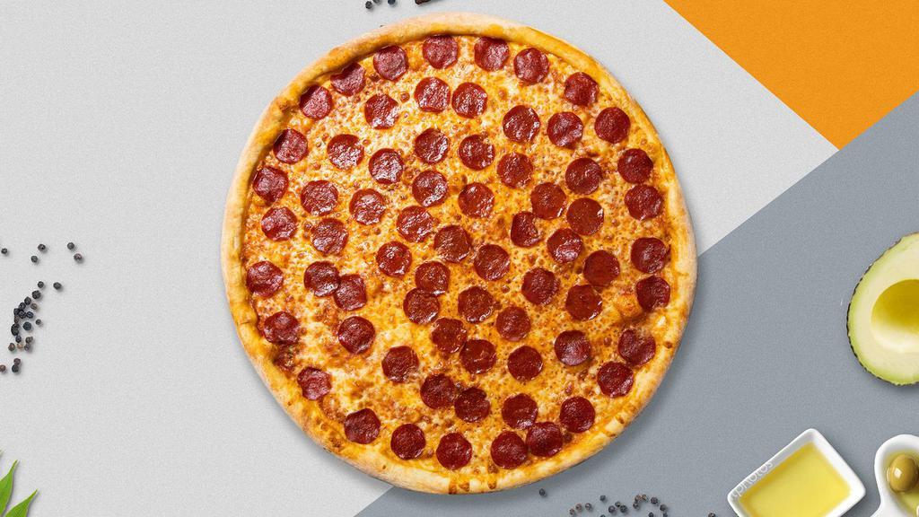 Pepperoni Pieces Pizza · Pepperoni and mozzarella cheese baked on a hand-tossed dough.