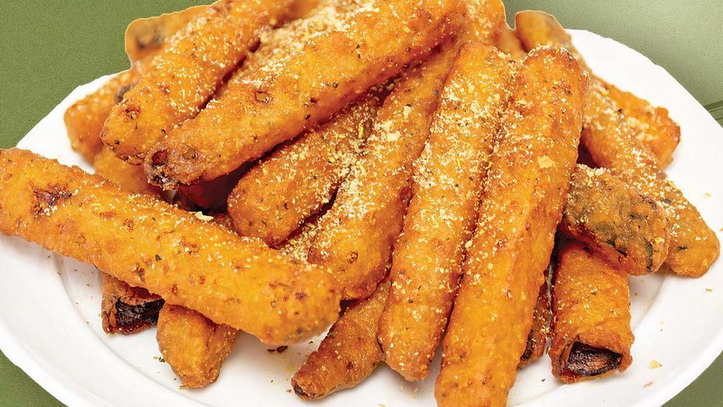 Fried Zucchini Sticks · Our Fried Zucchini Sticks are lightly breaded and fried to golden brown perfection and served with our zesty Tzatziki Sauce.
