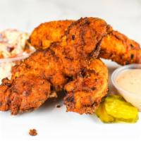 3 Jumbo Tender Combo · 3 of our famous jumbo, buttermilk herb marinated, hand-breaded chicken tenders. Served with ...