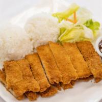 Curry Chicken Katsu · Comes with steamed rice and salad.