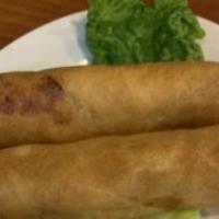 Crispy Spring Rolls · Deep-fried spring rolls (Contain wheat)  with chicken, mung beans, carrots, and taro. Served...