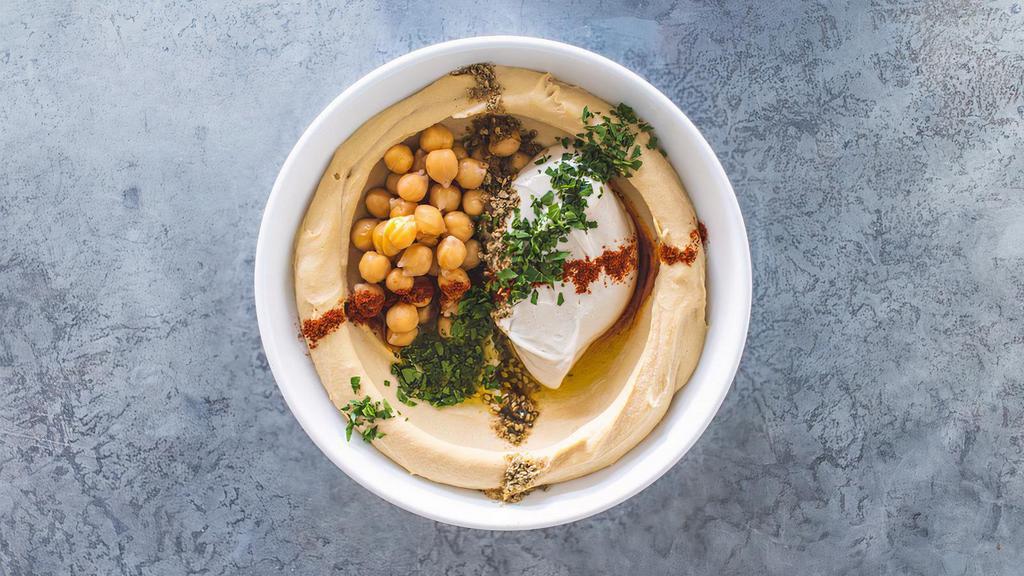 Hummus Abu Hassan · tahina. chickpeas. parsley.  Allergens in this dish: gluten, sesame, garlic.  Please see below for allowable modifications.
