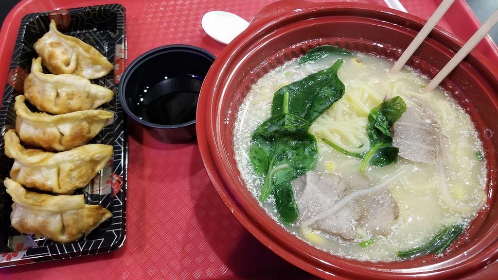 #13. Tonkotsu Ramen · chashu, bean sprouts, spinach, green onion, bamboo shoots, boiled egg.