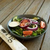 Garden Salad · Lettuce, tomato, cucumber, red onion, and creamy buttermilk ranch.