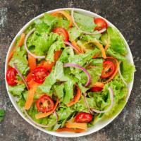 Healthy Salad · Hearts of romaine lettuce, artichokes, onions, olives, peppers.