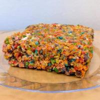 The Fruity Pebbles Treat · Made with non-gmo fruity puffed rice, vegan marshmallows. Vegan and gluten free.