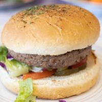 Veggie Burger Combo · Veggie pattie, salad, pickles, onions, tomatoes, garlic sauce, hot sauce, sumac seasoning, p...