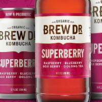 Brew Dr. Kombucha Superberry · Raspberry, Blueberry, Goji Berry and Oolong Tea.