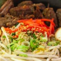 Beef Ramen · Shoyu broth, normal wavy noodles, teriyaki beef, bean sprouts, flavored egg, pickled ginger,...