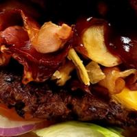 Bacon Bbq Patty · Certified angus beef, American cheese, bacon, BBQ sauce, fried onion straws, lettuce, tomato...