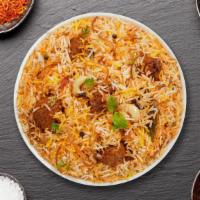 Lambo Biryani · Juicy lamb cooked with Indian spices and basmati rice. Served with house raita.