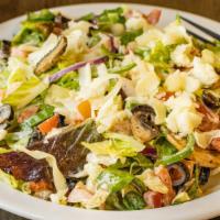 Small Side Salad · Crisp romaine, tomatoes, onions, mozzarella, black olives, green peppers, mushrooms