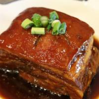 Dong Po Braised Pork Belly 一块东坡肉 · House braised large piece of pork belly topped with chef‘s gravy. Serves 2-4.