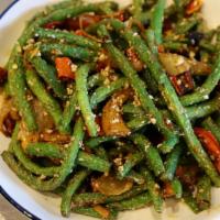 Green Bean With Salted Egg 咸蛋四季豆 · Stir-fried green beans with ground salted egg