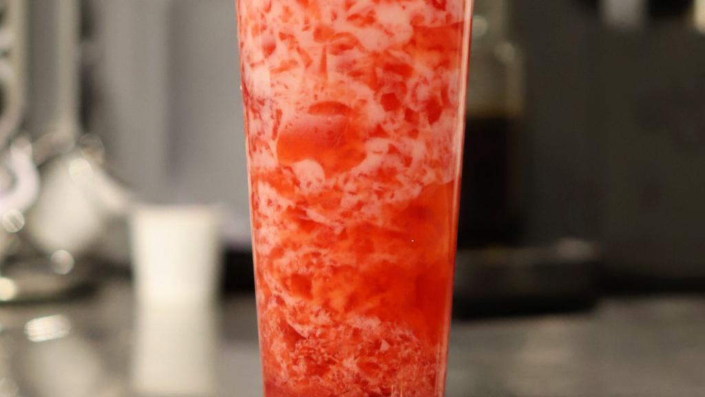 Coconut Strawberry Sucking Jelly Drink 士多啤梨Cici冻 · 2/3 cup soft strawberry jelly with 1/3 cup coconut juice. Well-balanced medium sweetened. Cold served.