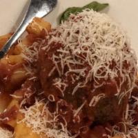 Meatballs · traditional pork and beef. mint. tomato sauce. pecorino romano grated on top.