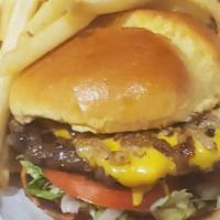 Bobs Big Cheese Burger · 1/2 pound of butcher fresh ground beef with American cheese, grilled onions, mustard, lettuc...