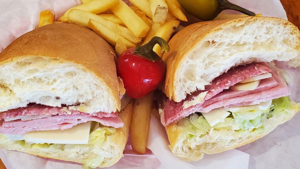 Hoagie · Freshly sliced Italian salami, deli style baked ham, pro and swiss cheeses. Served on a mini loaf with mayo and lettuce. Your choice cold or grilled.