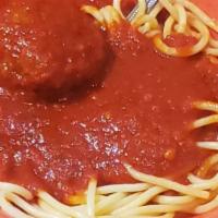 Kids' Spaghetti · Perfect size for the kiddos, comes with a meatball.